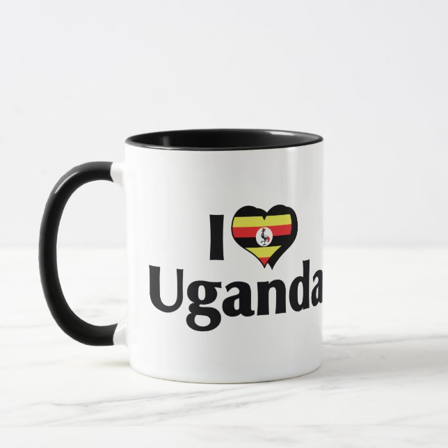 I Liebe Uganda Flag Tasse (Links)