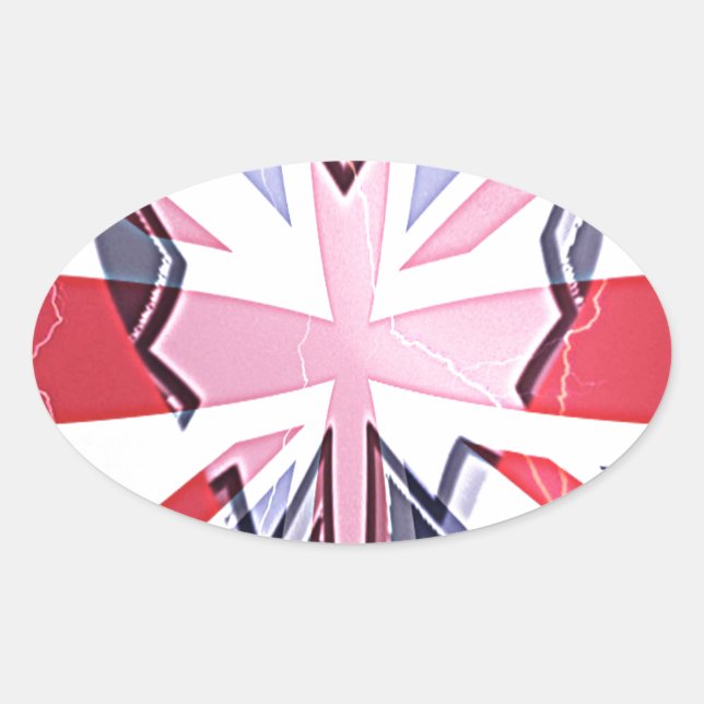 "I Liebe UK" Art Print Ovaler Aufkleber (Vorderseite)