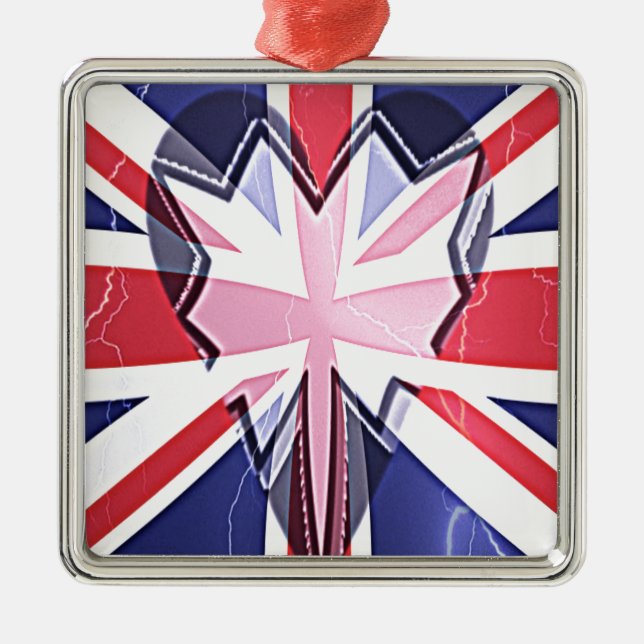 I LIEBE UK SILBERNES ORNAMENT (Vorne)