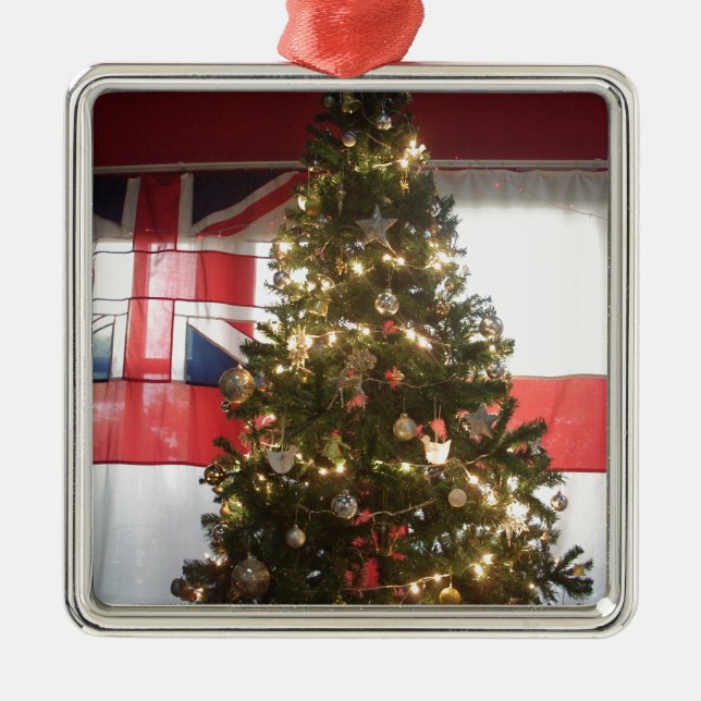 I Liebe UK Time Silbernes Ornament (Vorne)