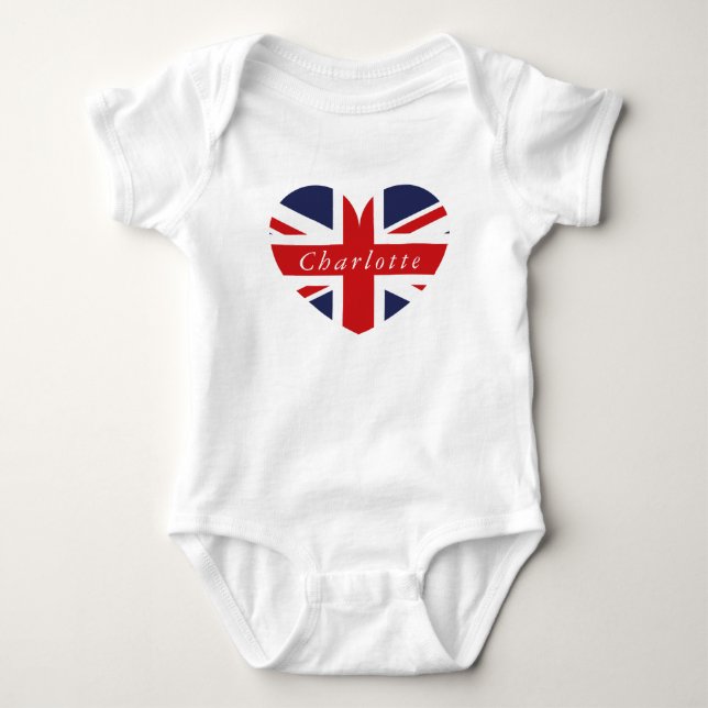 I Liebe UK Union Jack Flag Baby Strampler (Vorderseite)