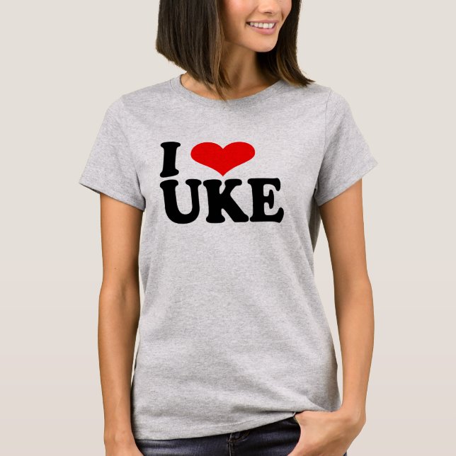I Liebe Uke Ukulele T Shirt (Vorderseite)