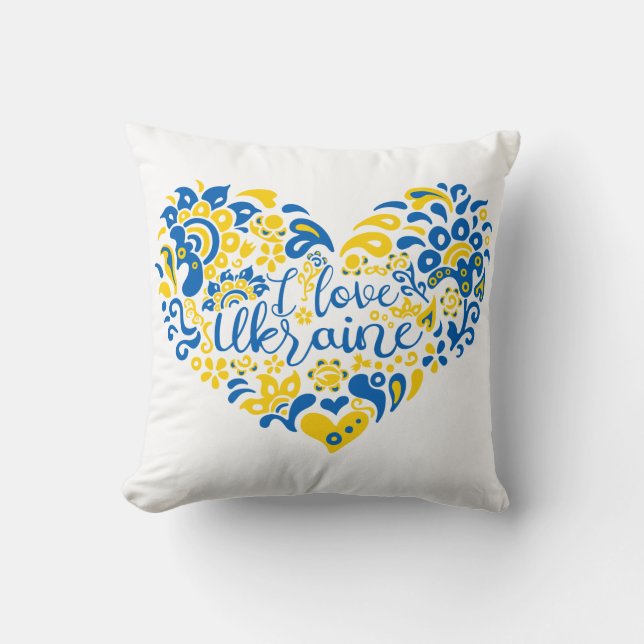 I. Liebe Ukraine inspirierendes Zitatherz Kissen (Vorderseite)