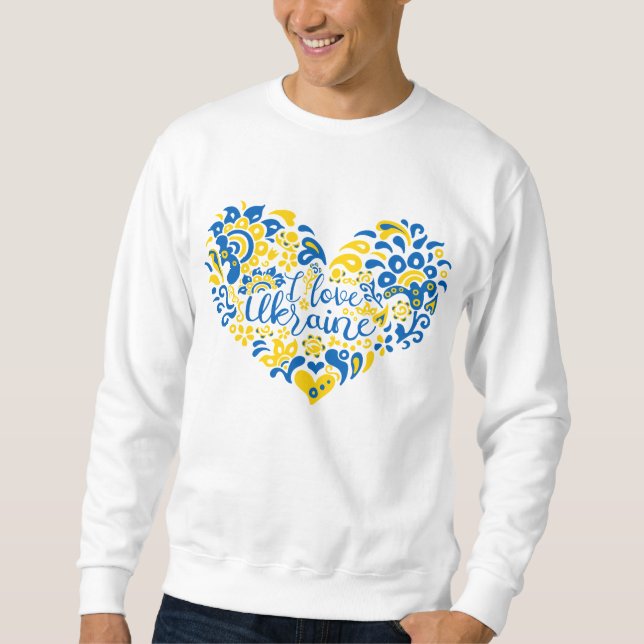 I. Liebe Ukraine inspirierendes Zitatherz Sweatshirt (Vorderseite)