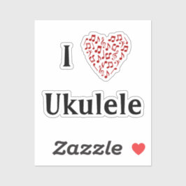 I Liebe Ukulele Rotes Herz Musiknoten Vinyl Aufkleber
