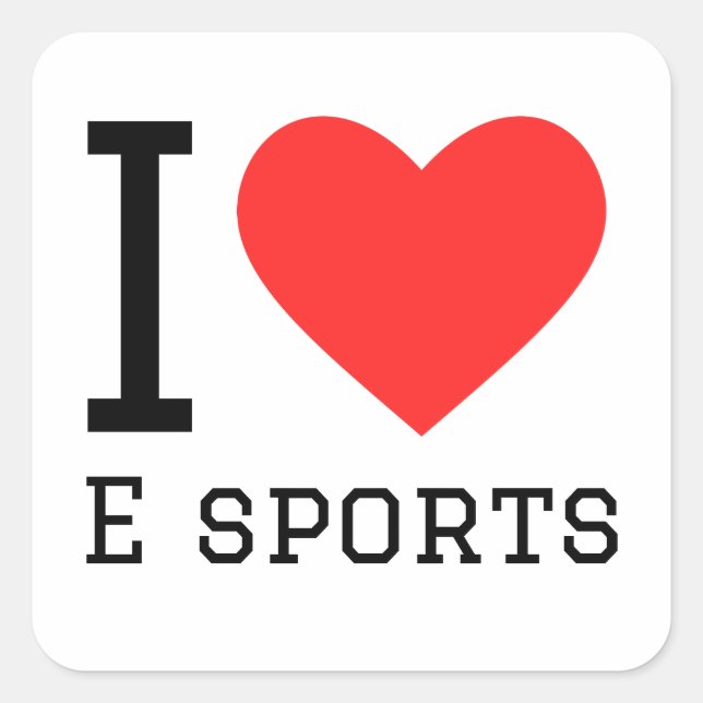 I Liebe und Sport Quadratischer Aufkleber (Vorderseite)