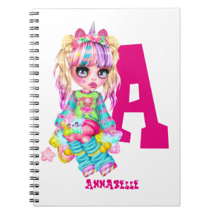 I Liebe Unicorns Kawaii Chibi Girl Notizblock