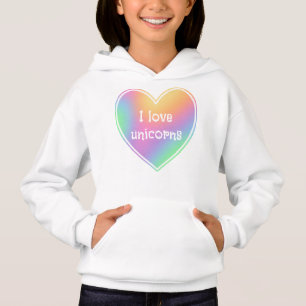 I Liebe Unicorns Rainbow Heart Girls' Hoodie