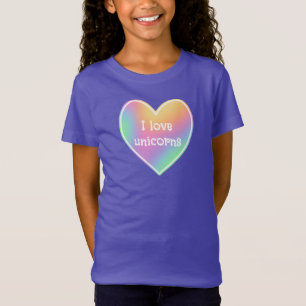 I Liebe Unicorns Rainbow Heart Girls' T - Shirt