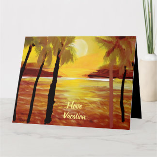 I Liebe Urlaub Sunset Ocean PalmTrees Karte