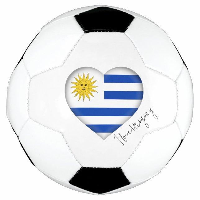 I Liebe Uruguay Flag Farben Herzsoccer Ball (Vorderseite)