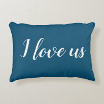 "I Liebe us" auf Hübschem Blau- und Weißakzent