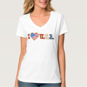 I Liebe USA Cartoon Herzenflagge T-Shirt