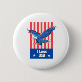 "I Liebe USA" Eagle Flag Design Button