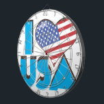 I Liebe USA Retro 80er Dartscheibe<br><div class="desc">Ich Liebe USA Retro 80er Logo. Vintages US-Logo.</div>
