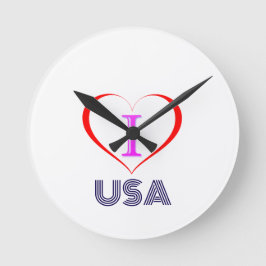 I LIEBE USA RUNDE WANDUHR