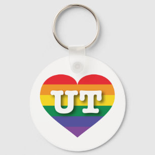 I Liebe Utah Rainbow Heart Schlüsselanhänger