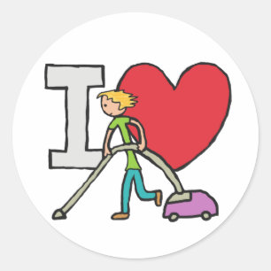 I Liebe Vacuuming Runder Aufkleber