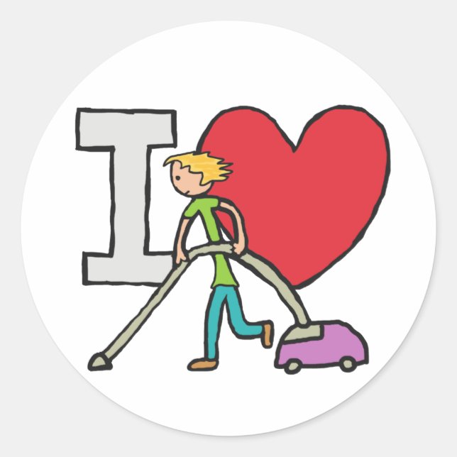 I Liebe Vacuuming Runder Aufkleber (Vorderseite)