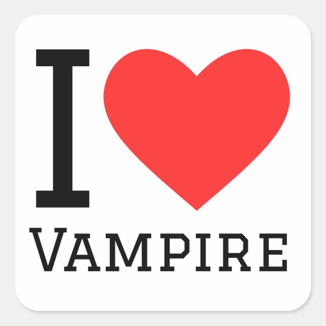I Liebe Vampir Quadratischer Aufkleber (Vorderseite)