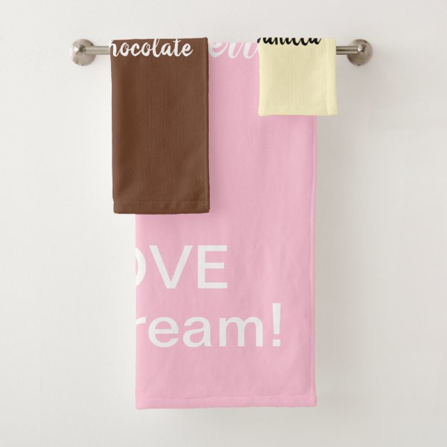 I Liebe Vanilla Chocolate Erdbeeren Eis Creme Badhandtuch Set (Insitu)