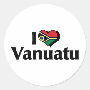 I Liebe Vanuatu Flag Runder Aufkleber
