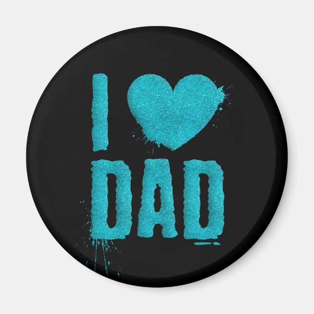 I Liebe Vater Aquamariner Glitzer Typografie | Mag Magnet (Vorne)