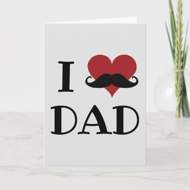 I Liebe Vater Heart Mustache Red Black Karte (Vorderseite)