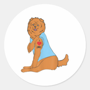 I Liebe Vater - Hund Herz Tattoo Chow _1 Runder Aufkleber