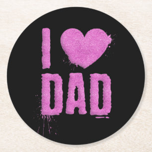 I Liebe Vater Pink Glitzer Typografie  Untersetzer