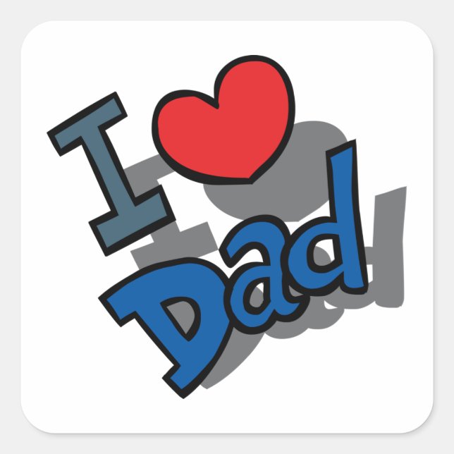 I LIEBE VATER QUADRATISCHER AUFKLEBER (Vorderseite)