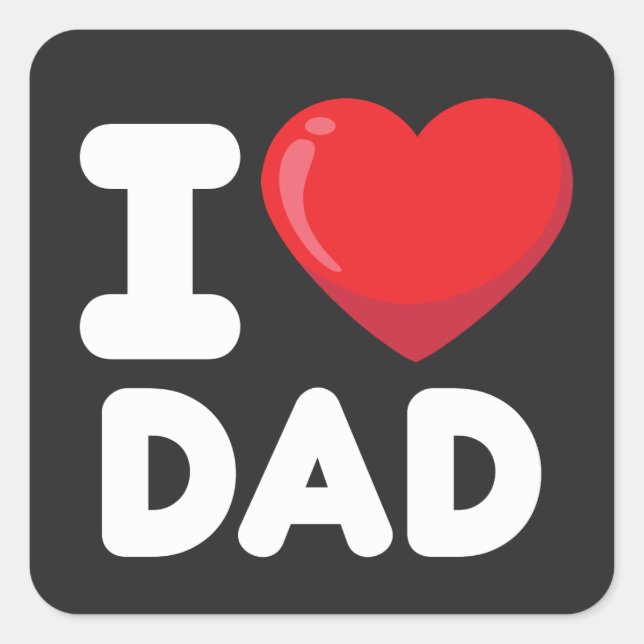 I LIEBE VATER QUADRATISCHER AUFKLEBER (Vorderseite)