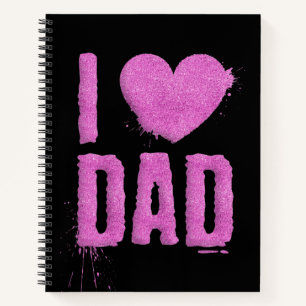 I Liebe Vater Rosa Glitzer Typografie   Notebook Notizbuch