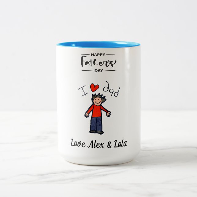 " I Liebe Vater" Tasse mit Kindername. (Mittel)