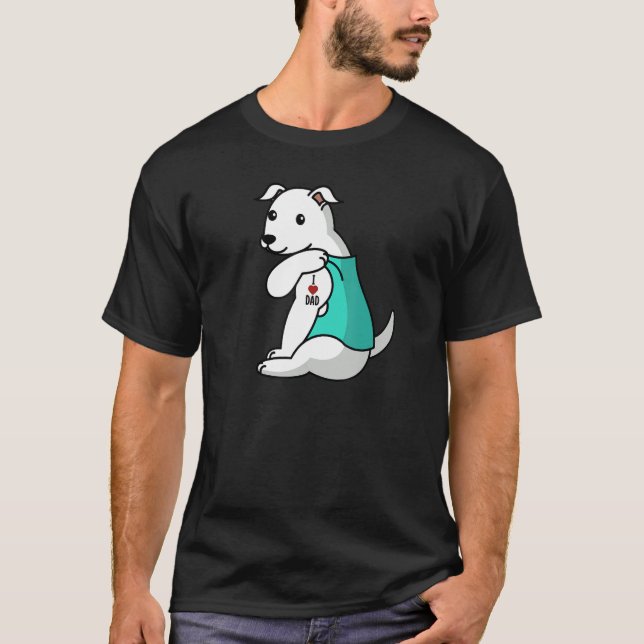 I Liebe Vater Tattoo White Dog Vater T-Shirt (Vorderseite)