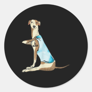 I Liebe Vater Whippet Hund Tattoo Runder Aufkleber