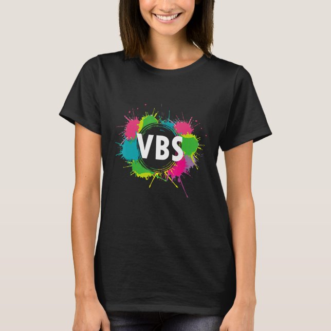 I Liebe Vbs Crew Urlaub Bibelschule Paint Splatt T-Shirt (Vorderseite)