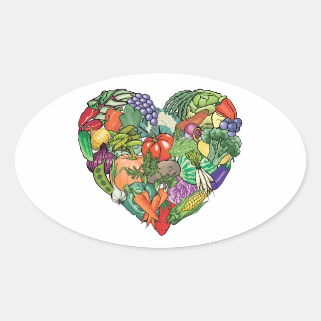 I Liebe Veggies Ovaler Aufkleber (Vorderseite)