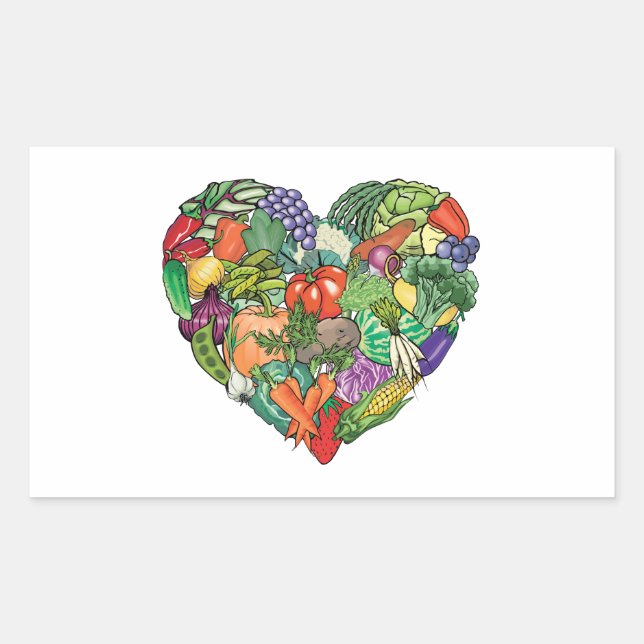 I Liebe Veggies Rechteckiger Aufkleber (Vorderseite)