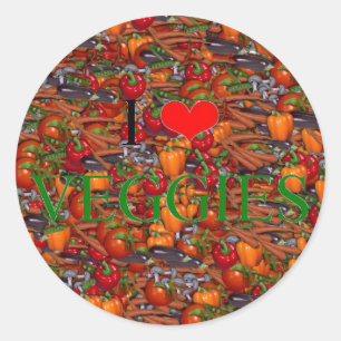 I Liebe Veggies Runder Aufkleber