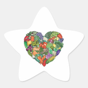 I Liebe Veggies Stern-Aufkleber