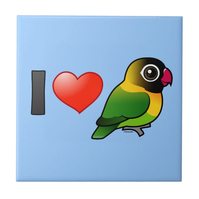 I Liebe verdeckte Lovebirds Fliese (Vorderseite)