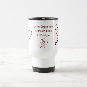 I Liebe verflochten sich Sie rote Herz-Reise-Tasse Reisebecher