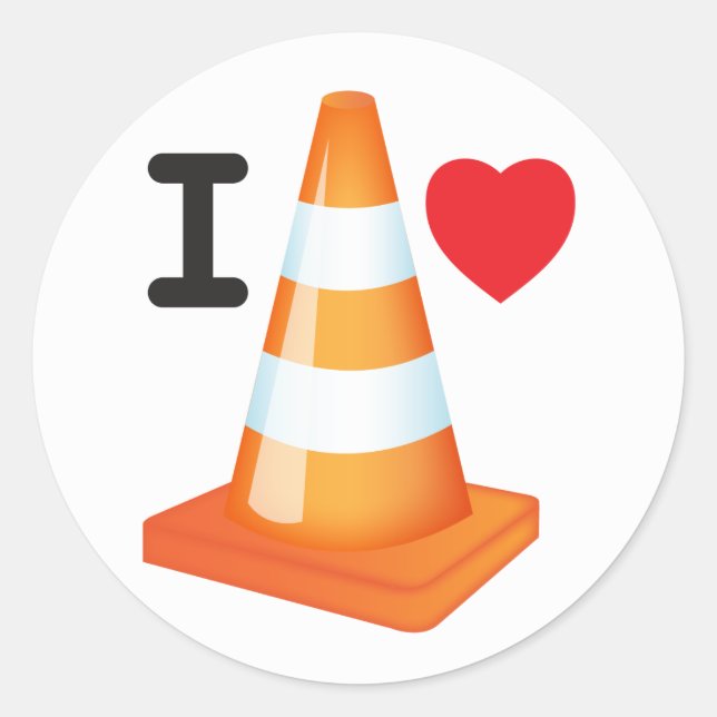 I Liebe Verkehrscones Orange White Cone Runder Aufkleber (Vorderseite)