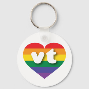 I Liebe Vermont Rainbow Heart Schlüsselanhänger