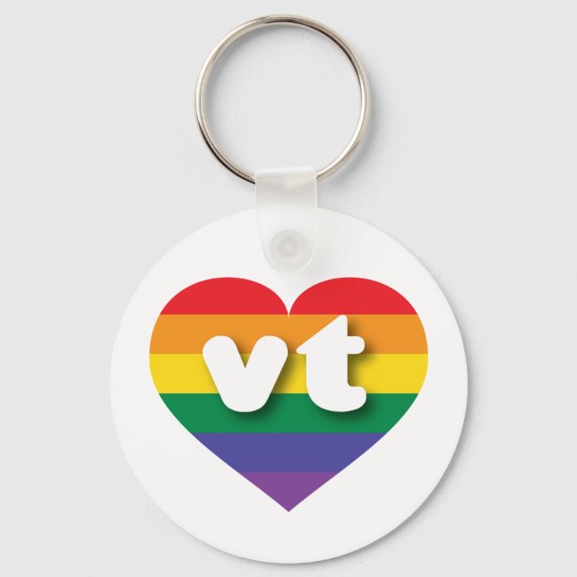 I Liebe Vermont Rainbow Heart Schlüsselanhänger (Vorderseite)