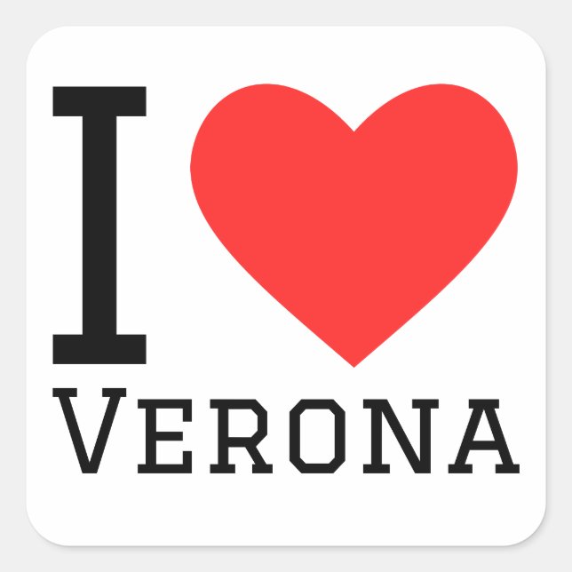 I Liebe Verona Quadratischer Aufkleber (Vorderseite)