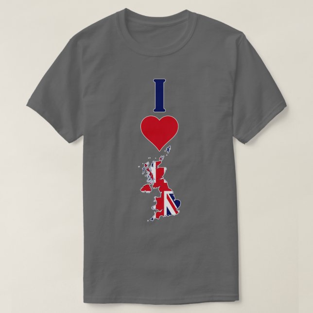 I Liebe Vertical I Heart UK Flag T-Shirt (Design vorne)