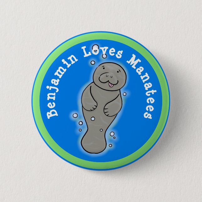 I Liebe verwaltet niedliche Cartoon-Abbildung Button (Vorderseite)