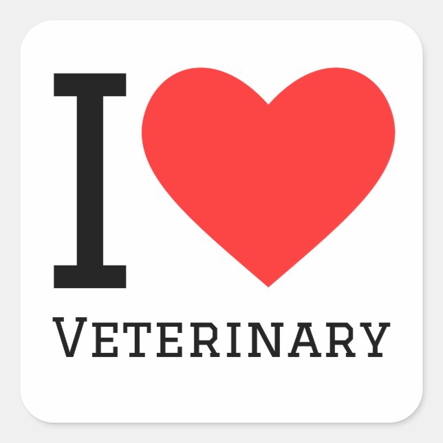 I Liebe Veterinärmedizin Quadratischer Aufkleber (Vorderseite)